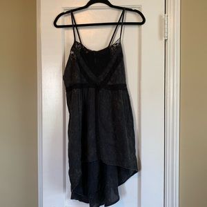 Black lace high low tank